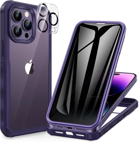 Vista 73 de CENHUFO Funda de privacidad para iPhone 11 Pro, funda de cuerpo completo con protector de pantalla de privacidad de vidrio templado 9H integrado