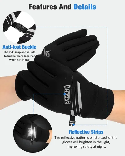 Vista 4 de Aegend Guantes de correr ligeros, guantes cálidos, guantes para mujer, guantes de pantalla táctil, guantes de ciclismo, deportes, guantes