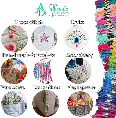 Vista 4 de Athena's - Juego de 200 pulseras de la amistad, kit de fabricación de pulseras con caja organizadora, incluye 100 piezas de hilo de hilo de hilo