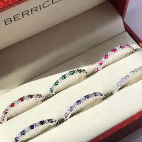 Vista 12 de BERRICLE Sterling Silver Rings Stackable Eternity Band Ring for Women, Round Cubic Zirconia CZ - Amethyst-Purple, Emerald-Green, Garnet-Red