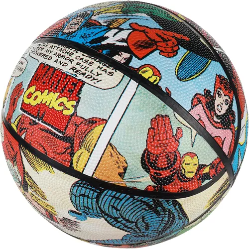 Vista 2 de Marvel Avengers Baloncesto tamaño 6, cómic clásico para interiores y exteriores, pelota deportiva juvenil para niños y niñas, color rojo