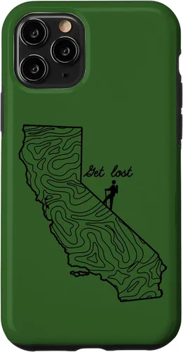 Vista 10 de Funda para iPhone 14 Vintage Hike California Topo Map Senderismo Get Lost Hiker