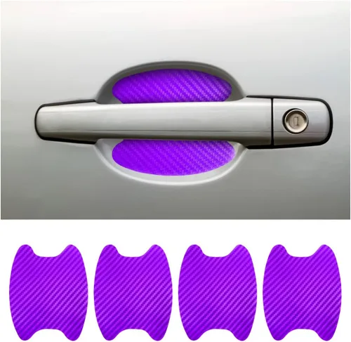 Vista 11 de 8 unidades de calcomanías para manija de puerta de coche, protector de copa de puerta de coche de fibra de carbono antiarañazos, película protectora