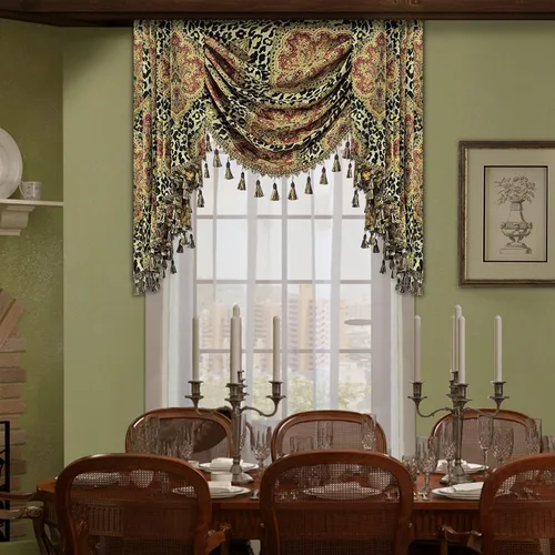 Vista 34 de Loom and Mill Cenefas de Cascada de Lujo para Ventanas, Elegante Cenefa de Cortinas Gruesas de Jacquard con Borlas para Sala de Estar, Dormitorio