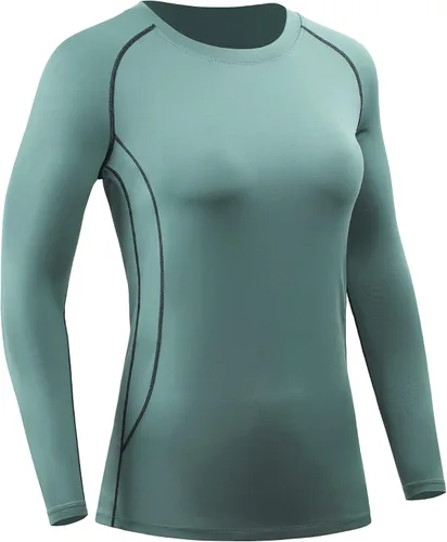 Vista 24 de CADMUS Paquete de 1 o 3 camisetas de entrenamiento de manga larga para mujer, camiseta de compresión de ajuste seco para correr