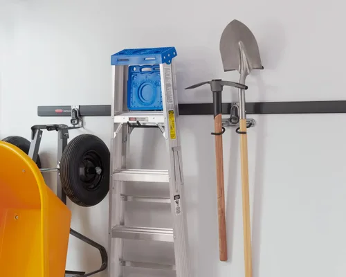 Vista 13 de Rubbermaid FastTrack Rail - Organizador de garaje con gancho multiusos de 50 libras de capacidad, níquel satinado, sistema de almacenamiento montado