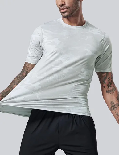 Vista 7 de Paquete de 5 camisetas de manga corta, con cuello redondo y de secado rápido para hombre, camisetas deportivas para correr, entrenar o ir al gimnasio