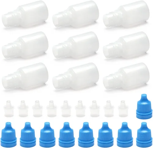 Vista 7 de Bettomshin 20 Uds Botella de plástico con cuentagotas de 0.2 fl oz Botellas de gota de boca pequeña Botella gotero Líquido Exprimible Vacío Botella