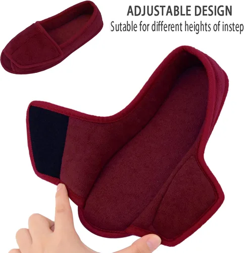 Vista 13 de Git-up -Pantuflas para mujer con diabetes/artritis/edema, cierre ajustable, espuma viscoelástica, punta abierta, extra ancha
