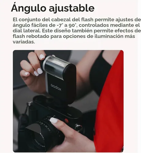 Vista 5 de Godox Mini cámara flash IA32, Speedlite GN15 con 8 niveles de potencia de flash 1/128-1/1, control óptico S1/S2 para Fuji, para Canon, para Nikon