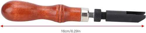 Vista 8 de GLOGLOW Herramienta de ranurado en forma de V de cuero, tipo Groover de procesamiento de cuero tipo V mango de madera para artesanía de cuero