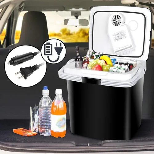 Vista 4 de SUPER DEAL Enfriador y calentador eléctrico portátil de 28 cuartos de galón (26 litros), mini refrigerador de 12 V CC para automóvil