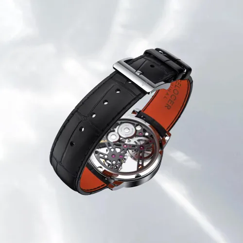 Vista 2 de AGELOCER Reloj de pulsera de cuero mecánico Tourbillon hueco de doble cara para hombre