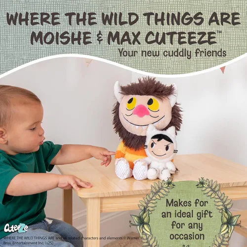 Vista 2 de Kids Preferred Where The Wild Things are Max & Moishe Duo Cuteeze - Felpa – Materiales súper suaves, arrugados, frijoles en la parte inferior