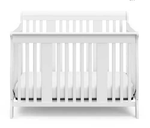 Vista 4 de Cuna convertible Stork Craft Tuscany 4 en 1., Cuna, Blanco Easily Converts to Toddler Bed, Day Bed or Full Bed, 3 Position Adjustable Height
