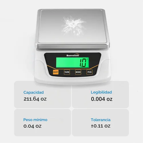 Vista 2 de Bonvoisin Báscula Digital con Precisión de 0.1 Gramo, Escala de Laboratorio Científica Digital de 6000g para Laboratorio, Pesaje de Joyería
