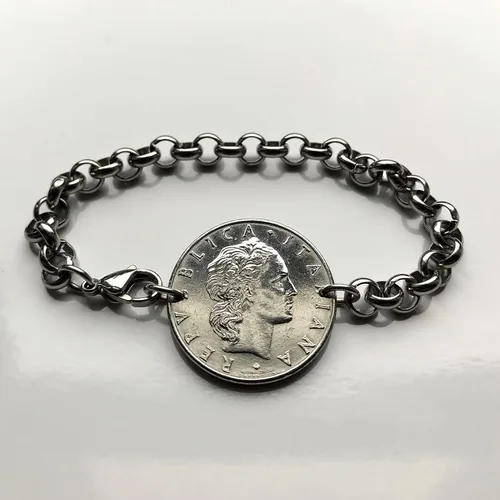 Vista 5 de 1959 Italia 50 Lira moneda italiana joyería pulsera laureado Vulcan herrero Roma Florencia Milano Venecia Torino Palermo Siena Bolonia Módena Lecce