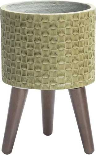 Vista 24 de D'vine Dev Maceta Elegante con Patrón de Azulejos Geométricos Modernos de 12 Pulgadas con Soporte, Portamacetas Decorativo para Interiores