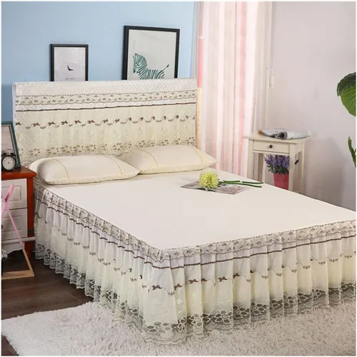 Vista 12 de OTBK Falda de cama individual blanca con volantes y borlas, estilo bohemio, falda de cama con encaje, volantes, floral, Shabby Chic juegos de ropa