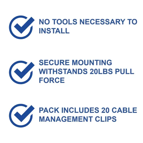 Vista 7 de Legrand - Clips de gestión de cables OnQ, sin herramientas para instalar la gestión de cables de pared, clips para cables soportan una fuerza