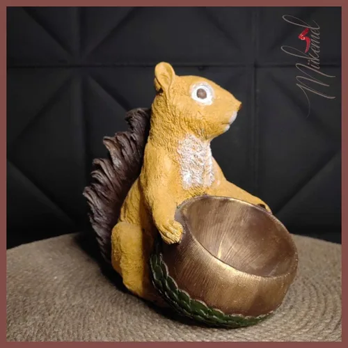 Vista 6 de Ardilla ardilla (9.0 pulgadas, canasta decorativa, regalo vivo, estatua de animales, escultura de figuras, arte hecho a mano) Mukemel Designs