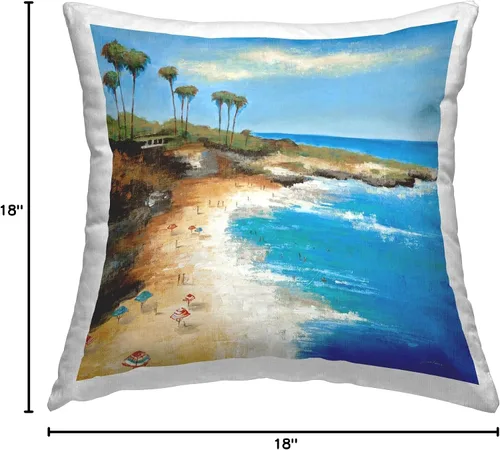 Vista 8 de Stupell Industries Liz Jardine - Almohada de playa tropical, diseño de escena de entrada, 18 x 18 pulgadas, multicolor