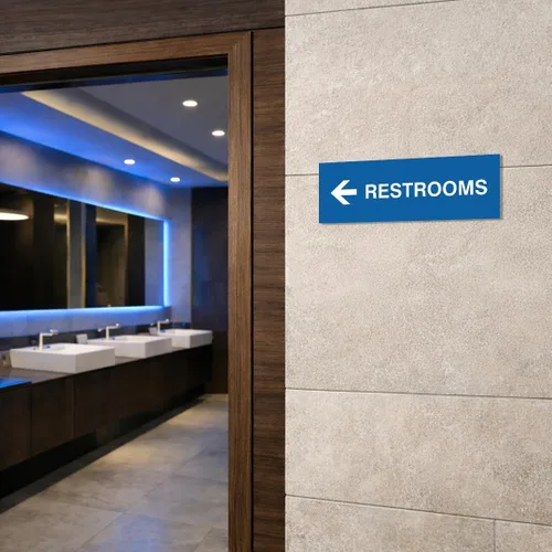 Vista 5 de Signs ByLITA Basic Restrooms - Letrero direccional para pared o puerta (negro), pequeño (paquete de 1)