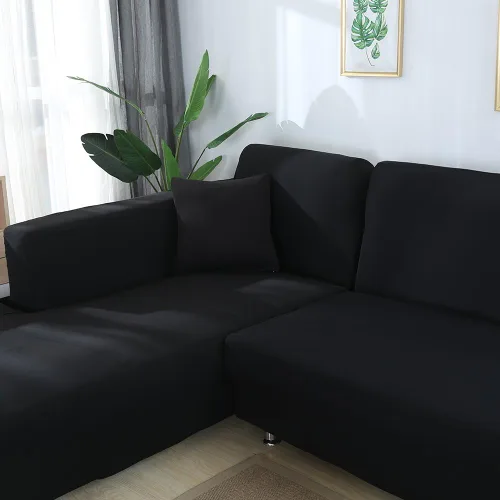 Vista 3 de MIFXIN Fundas de sofá en forma de L, 2 piezas de tela de poliéster elástico, fundas de sofá seccionales con 2 fundas de almohada, sofá