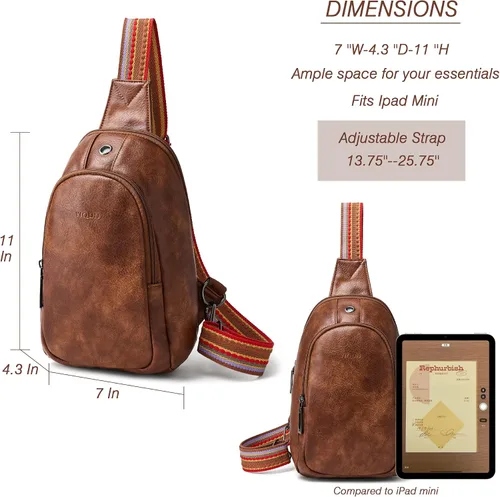 Vista 6 de Riñonera de cuero para mujer, bolsa cruzada de viaje de moda