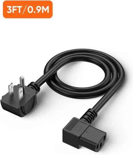 Vista 5 de CableCreation Cable de alimentación universal de 3 pies 18 AWG para NEMA 5-15P tipo ángulo a cable de ángulo IEC320 C13, 3.0 ft / negro