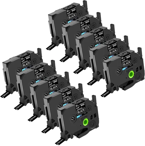 Vista 10 de NineLeaf Paquete de 10 cintas compatibles con Brother TZe-334 TZe334 TZ-334 TZ334 de 0.472 in, 1/2 pulgadas, 0.47 pulgadas, oro sobre negro, trabajo