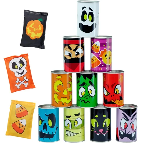 Vista 10 de JOYIN Juego de 13 piezas de Halloween para carnaval para lanzar bolsas de frijoles para niños y adultos, decoración de trucos o tratos, suministros