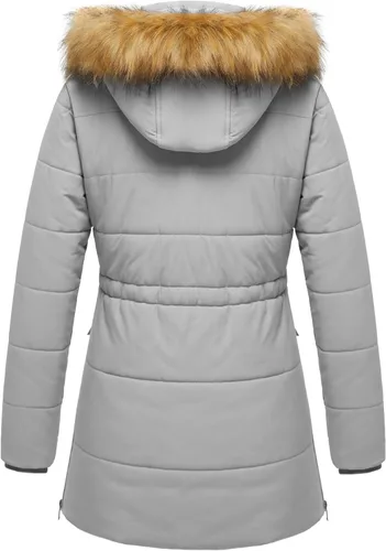 Vista 2 de WenVen Abrigo de invierno para mujer, impermeable, grueso, con capucha de piel