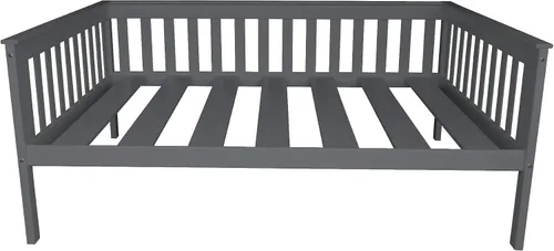 Vista 5 de Sofá cama de madera negra estilo misión de tamaño individual hecho en Amish Negro (Black Paint)
