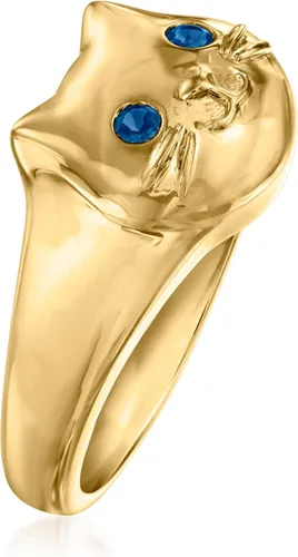 Vista 3 de Ross-Simons London Blue Topaz Cat Ring in 18kt Gold Over Sterling