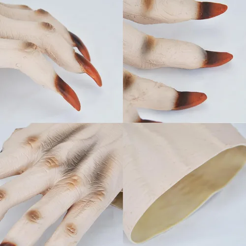 Vista 4 de Halloween Party Scary Moster Skeleton Bone Claw Hand Reaper Gloves Costume Adult