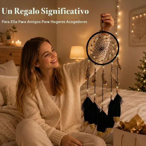 Vista 6 de Atrapasueños hecho a mano pluma nativa decoración de la pared del hogar negro
