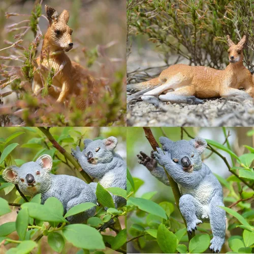 Vista 2 de Toymany 7 figuras de animales australianos de vida silvestre que incluyen figura de koala y canguro, juego de figuras de animales de bosque