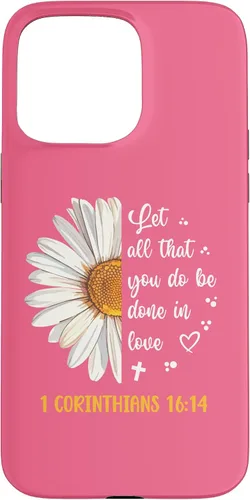 Vista 31 de Linda Daisy 1 Corinthians 16:14 Love Bible Verse for Women Case for iPhone 17