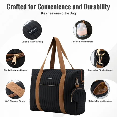 Vista 10 de GOBABYMART Diaper Bag Tote for Moms, Baby Hospital Bag with Insulated Bottle Pockets, Changing Pad & Stroller Straps
