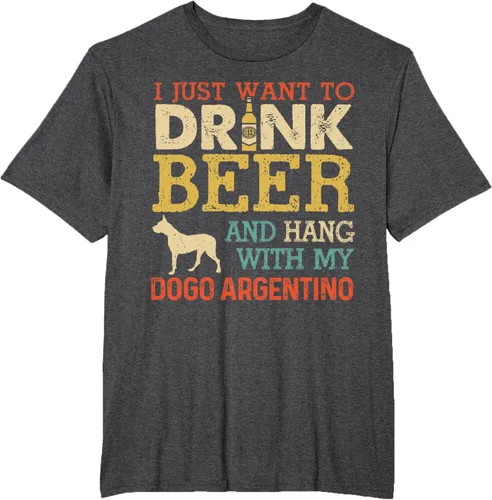 Vista 14 de Dogo Argentino - Camiseta vintage divertida para colgar con perro, Negro