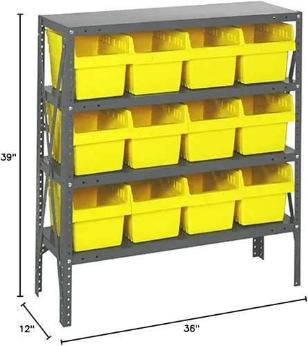 Vista 122 de Quantum QSBU-245BK Heavy Duty Shelving Unit with (7) Shelves and (24) QUS245 Black Bins for Garage Warehouse Storage Distribution 400 lb Load