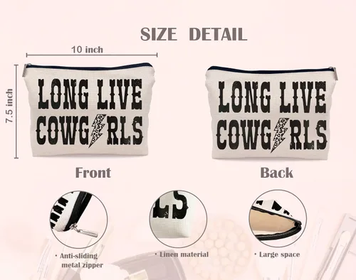 Vista 4 de Bolsas de maquillaje retro occidentales de larga vida para vaqueras, bolsa de maquillaje con perno de rayo de leopardo, bolsa de cosméticos, bolsa