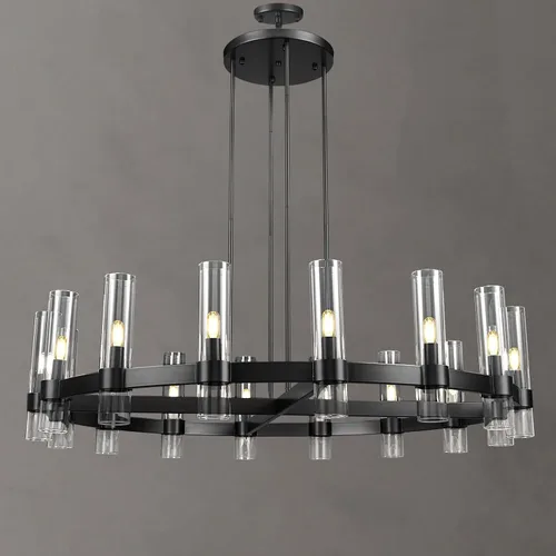 Vista 11 de Candelabro de 12 Luces de Latón Redondo 36" Candelabros de Rueda de Vagón de 91 cm para Fijo de Iluminación de Comedor Tubo de Vidrio Transparente