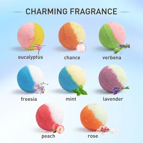 Vista 2 de 48 bombas de baño naturales y orgánicas para mujeres y niños, ricas en aceites esenciales, relajación y alivio del estrés, juego de regalo de bombas