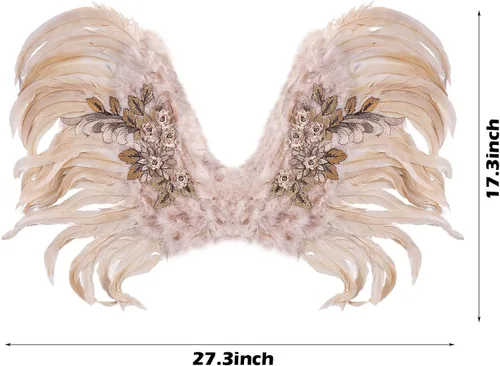Vista 2 de Halloween Feather Angel Wings with Elastic StrapsHalloween Cosplay Party Fairy Angel Costume Wings for Adults and Kids