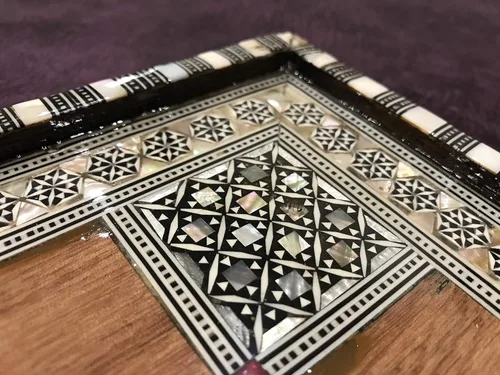 Vista 5 de Tablero de ajedrez con incrustaciones de nácar egipcio hecho a mano (16.8 pulgadas m06) (16.8 pulgadas m7)