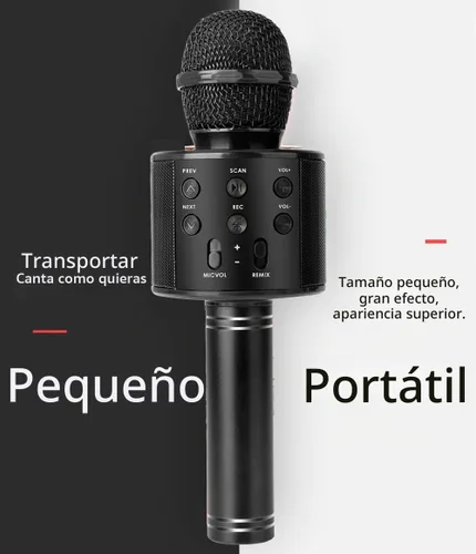 Vista 9 de Micrófono de karaoke inalámbrico Bluetooth Altavoz portátil de micrófono de mano 3 en 1 para todos los teléfonos inteligentes Regalos Negro