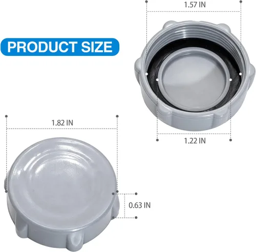 Vista 2 de P01006 Tapa de válvula de drenaje para piscina sobre el suelo, tapa de drenaje de piscina resistente a prueba de fugas con sello de goma, 2 piezas