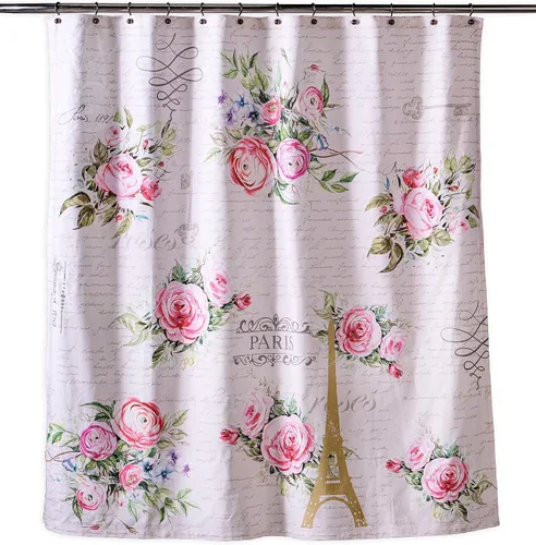 Vista 29 de Maison d' Hermine Cortina de ducha 100% algodón, un panel, 70 x 72 pulgadas, cortinas de ducha de tela lavable para baño, fácil de colgar con 12